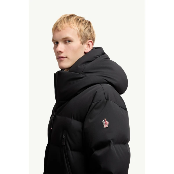 Moncler Fellberg Hooded Insulated Ski Jacket in Black, view 3 | Men's Skiwear | Coveti