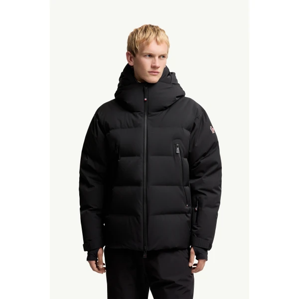 Moncler Fellberg Hooded Insulated Ski Jacket in Black, view 4 | Men's Skiwear | Coveti