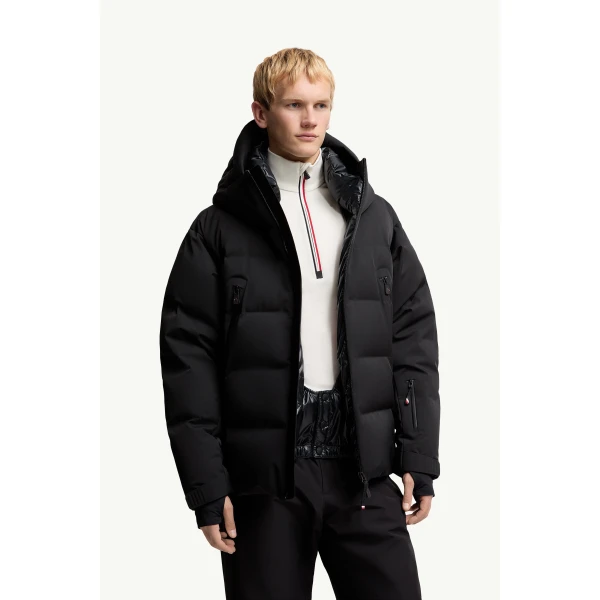 Moncler Fellberg Hooded Insulated Ski Jacket in Black, view 6 | Men's Skiwear | Coveti