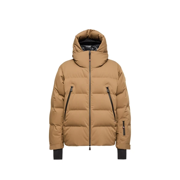 Moncler Fellberg Hooded Insulated Ski Jacket in Camel Beige | Men's Skiwear | Coveti