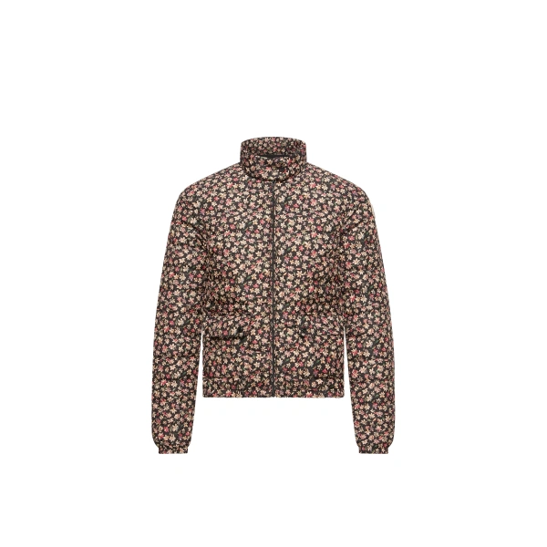 Florlans Packable Floral Down Jacket in Black & Pink