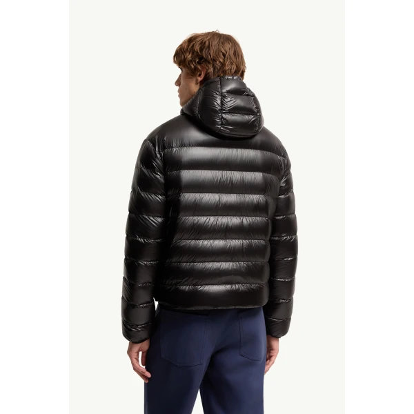 Moncler Forzo Hooded Packable Short Down Jacket in Black, view 5 | Men's Jackets | Coveti