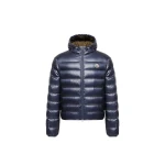 Moncler Forzo Hooded Packable Short Down Jacket in Dusty Blue | Men's Jackets | Coveti