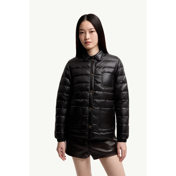 Moncler Fouine Down Shirt Jacket in Black, view 4 | Women's Puffer Jackets | Coveti