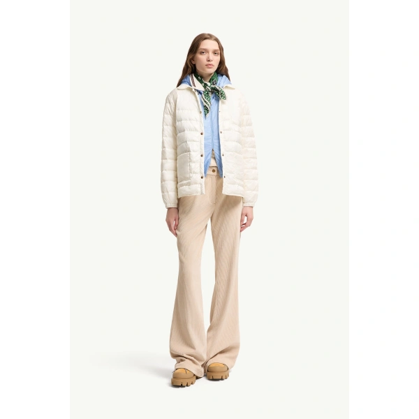Moncler Fouine Down Shirt Jacket in White, view 2 | Women's Puffer Jackets | Coveti