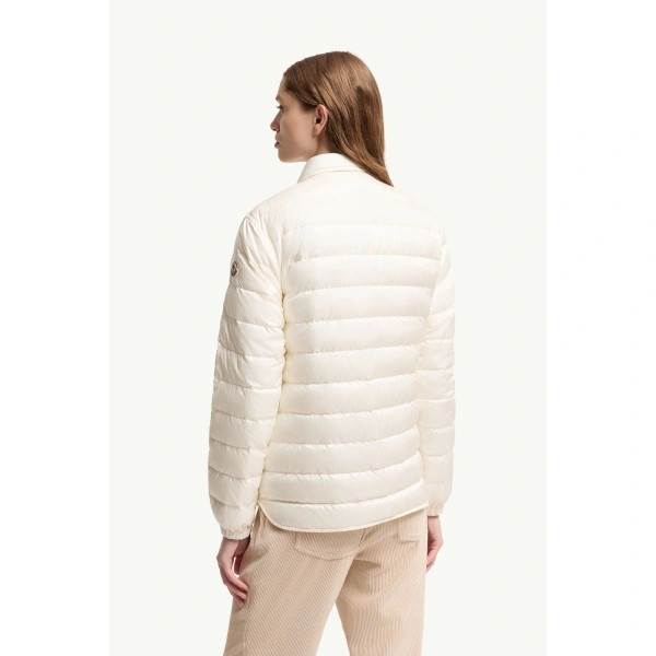 Moncler Fouine Down Shirt Jacket in White, view 5 | Women's Puffer Jackets | Coveti