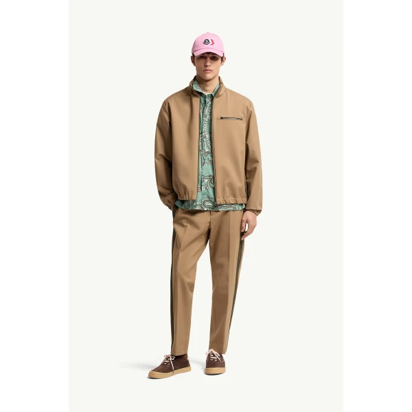 Moncler Fourioun Cotton Blend Short Jacket in Beige, view 2 | Men's Jackets | Coveti