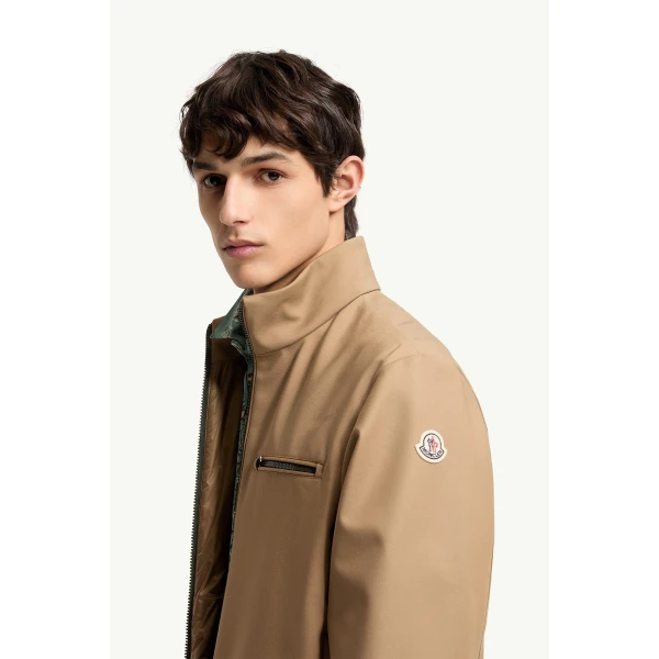 Moncler Fourioun Cotton Blend Short Jacket in Beige, view 3 | Men's Jackets | Coveti