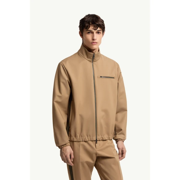 Moncler Fourioun Cotton Blend Short Jacket in Beige, view 4 | Men's Jackets | Coveti