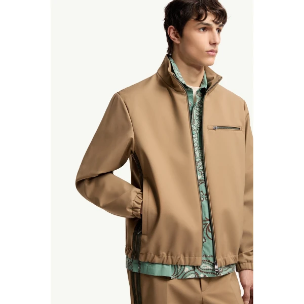 Moncler Fourioun Cotton Blend Short Jacket in Beige, view 6 | Men's Jackets | Coveti