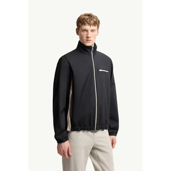 Moncler Fourioun Cotton Blend Short Jacket in Navy Blue, view 4 | Men's Jackets | Coveti