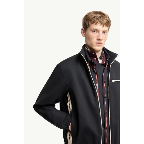 Moncler Fourioun Cotton Blend Short Jacket in Navy Blue, view 6 | Men's Jackets | Coveti