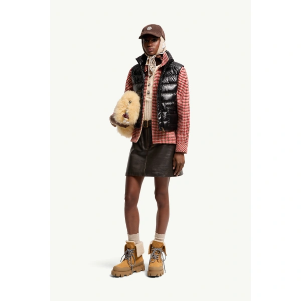 Moncler Frelon Down Gilet in Black, view 2 | Women's Vests and Gilets | Coveti