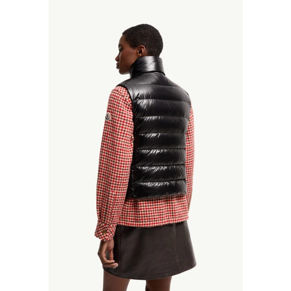 Moncler Frelon Down Gilet in Black, view 5 | Women's Vests and Gilets | Coveti