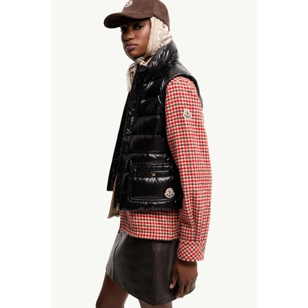 Moncler Frelon Down Gilet in Black, view 6 | Women's Vests and Gilets | Coveti