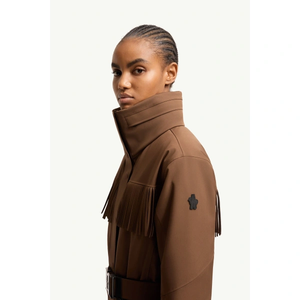 Moncler Fringe-Trimmed Ski Suit in Brown, view 3 | Women's Ski Suits | Coveti
