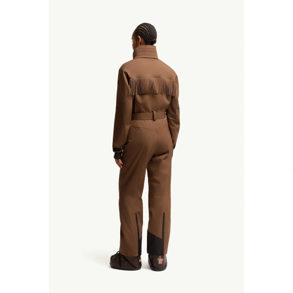 Moncler Fringe-Trimmed Ski Suit in Brown, view 5 | Women's Ski Suits | Coveti