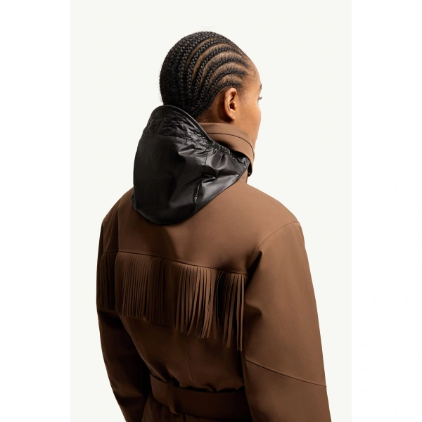 Moncler Fringe-Trimmed Ski Suit in Brown, view 6 | Women's Ski Suits | Coveti