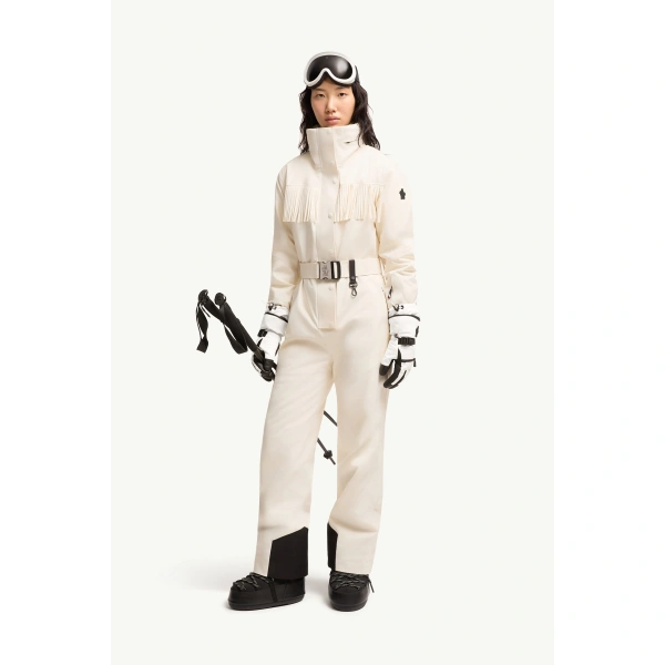 Moncler Fringe-Trimmed Ski Suit in White, view 2 | Women's Ski Suits | Coveti