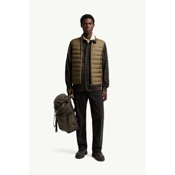 Moncler Froissel Down Gilet in Olive Green, view 2 | Men's Jackets | Coveti