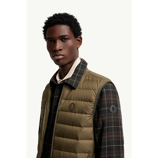 Moncler Froissel Down Gilet in Olive Green, view 3 | Men's Jackets | Coveti