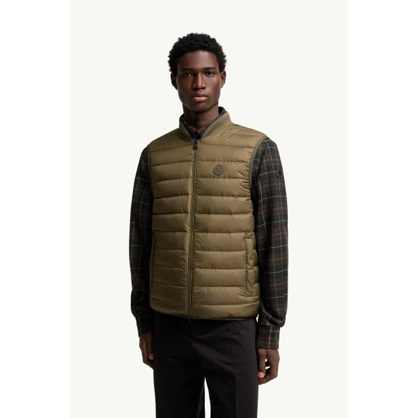 Moncler Froissel Down Gilet in Olive Green, view 4 | Men's Jackets | Coveti