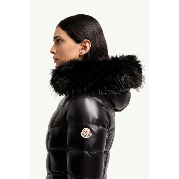 Moncler Fulmar Hooded Short Down Jacket in Black, view 3 | Women's Puffer Jackets | Coveti