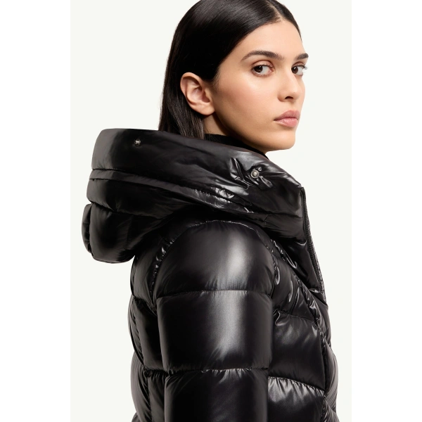 Moncler Fulmar Hooded Short Down Jacket in Black, view 6 | Women's Puffer Jackets | Coveti