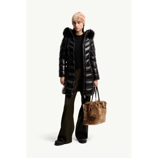 Moncler Fulmarusse Hooded Down Jacket in Black, view 2 | Women's Puffer and Down Coats | Coveti