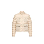 Moncler Furet Wool & Cashmere Trimmed Short Down Jacket in Light Beige | Women's Puffer Jackets | Coveti