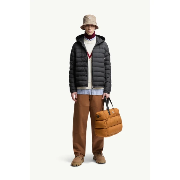 Moncler Galion Hooded Short Down Jacket in Black, view 2 | Men's Jackets | Coveti