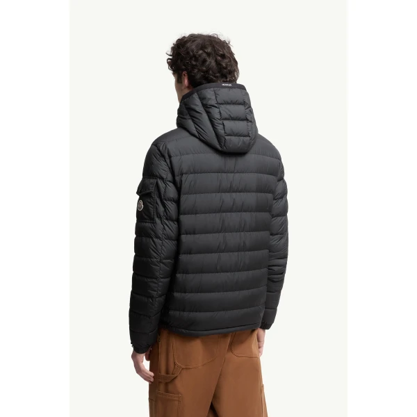 Moncler Galion Hooded Short Down Jacket in Black, view 5 | Men's Jackets | Coveti