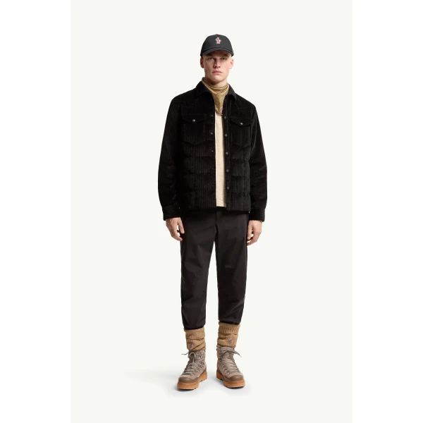 Moncler Gelt Corduroy Down Shirt Jacket in Black, view 2 | Men's Jackets | Coveti