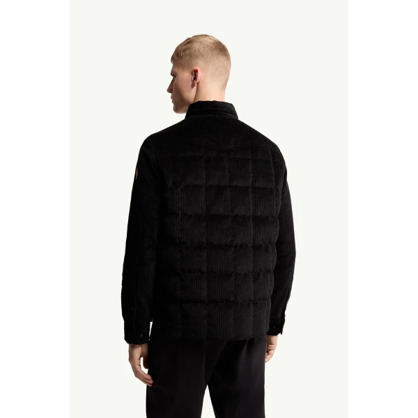 Moncler Gelt Corduroy Down Shirt Jacket in Black, view 5 | Men's Jackets | Coveti