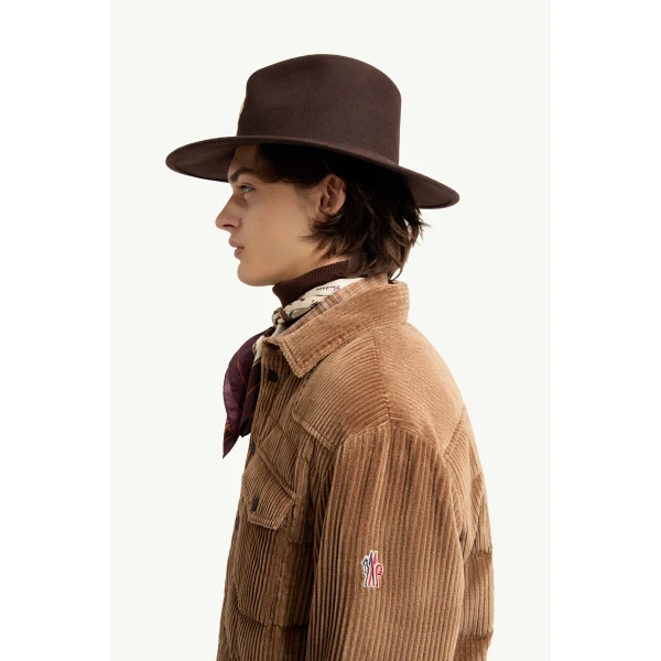Moncler Gelt Corduroy Down Shirt Jacket in Light Brown, view 3 | Men's Jackets | Coveti