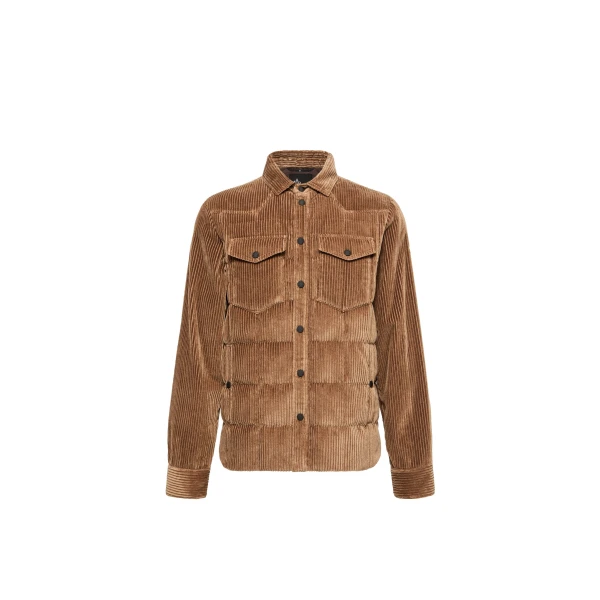 Moncler Gelt Corduroy Down Shirt Jacket in Light Brown | Men's Jackets | Coveti