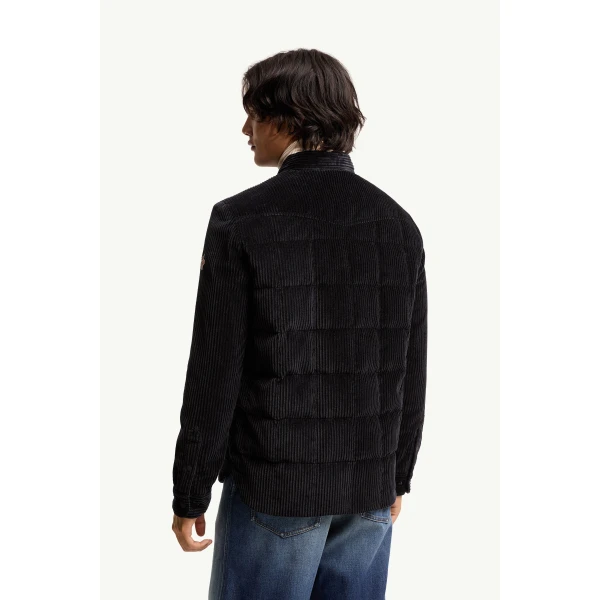 Moncler Gelt Corduroy Down Shirt Jacket in Navy Blue, view 5 | Men's Jackets | Coveti
