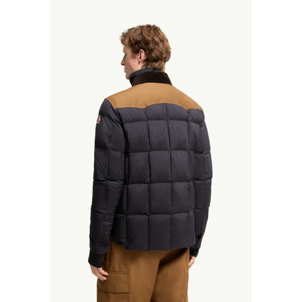 Moncler Geltech Corduroy-Trimmed Down Ski Jacket in Navy Blue, view 5 | Men's Skiwear | Coveti