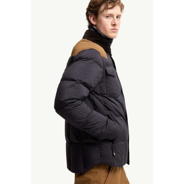Moncler Geltech Corduroy-Trimmed Down Ski Jacket in Navy Blue, view 6 | Men's Skiwear | Coveti