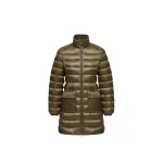 Moncler Genet Long Down Jacket in Olive Green | Women's Puffer and Down Coats | Coveti