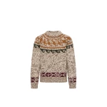 Moncler Geometric Jacquard Wool & Alpaca Blend Jumper in Beige & Grey | Men's Knitwear | Coveti