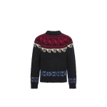 Moncler Geometric Jacquard Wool & Alpaca Blend Jumper in Blue & Red | Men's Knitwear | Coveti