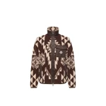 Moncler Geometric Teddy Zip-Up Hoodie in Brown | Men's Sweatshirts | Coveti