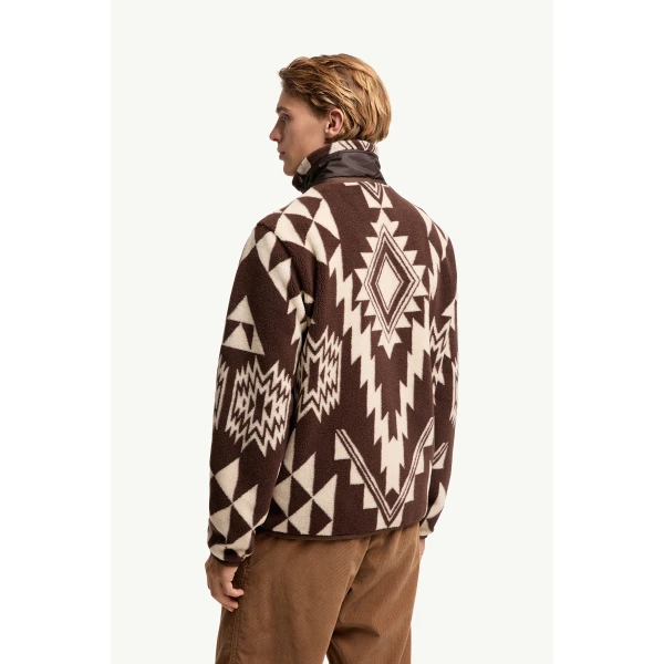 Moncler Geometric Teddy Zip-Up Hoodie in Brown, view 5 | Men's Sweatshirts | Coveti
