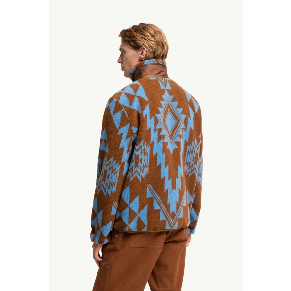 Moncler Geometric Teddy Zip-Up Hoodie in Light Brown, view 5 | Men's Sweatshirts | Coveti