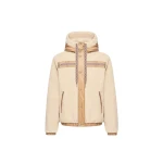Moncler Geometric Trim Teddy Zip-Up Hoodie in Light Beige | Men's Sweatshirts | Coveti