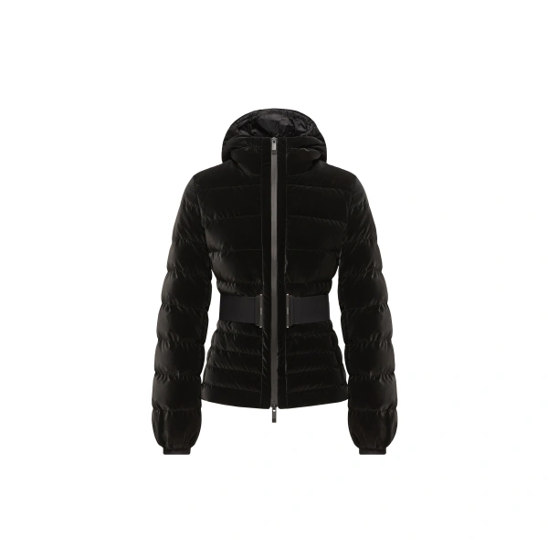Moncler Gestuelle Belted Short Down Jacket in Black | Women's Puffer Jackets | Coveti