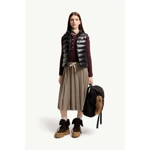 Moncler Ghany Down Gilet in Black, view 2 | Women's Vests and Gilets | Coveti