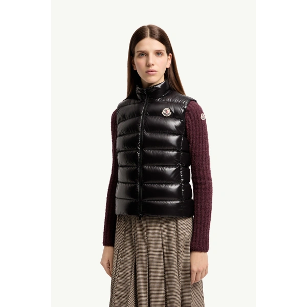 Moncler Ghany Down Gilet in Black, view 4 | Women's Vests and Gilets | Coveti
