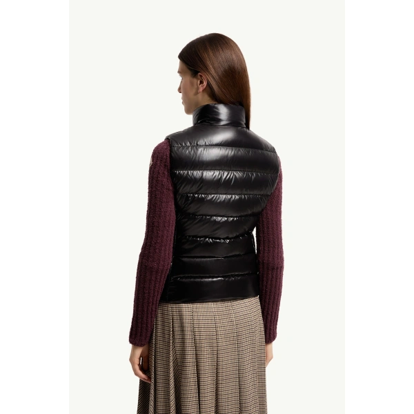 Moncler Ghany Down Gilet in Black, view 5 | Women's Vests and Gilets | Coveti